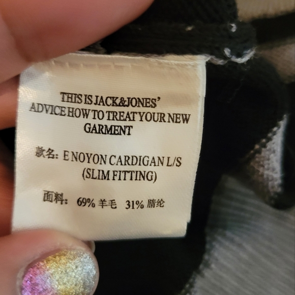 Jack & jones  stripes slim fitting vneck button front cardigan - Picture 4 of 14